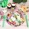 133 PCS Hawaiian Aloha Party Supplies Disposable Dinnerware Set Include Tropical Luau Napkins Plates Cups Tablecloth Knives Forks Spoons, Summer Birthday Party Favors
